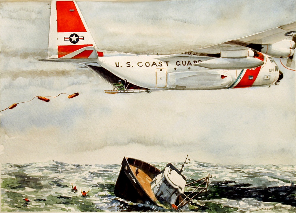 US Coast Guard Art Program 2005 Collection, Ob ID # 200508, "Drop," Chris Demarest (8 of 31)