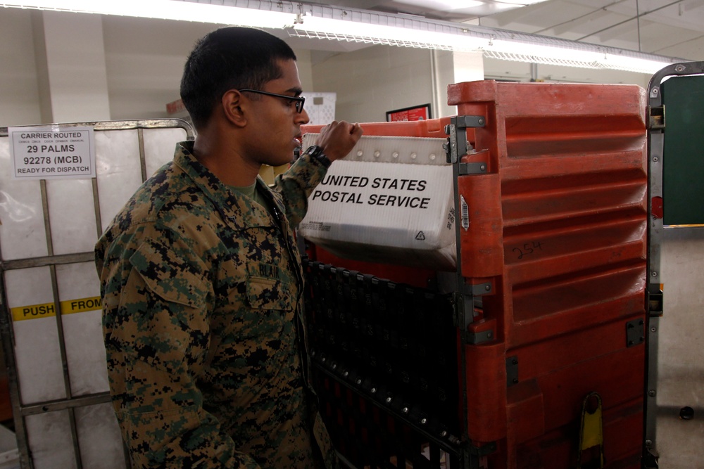 Postal Marines provide morale boost with mail call
