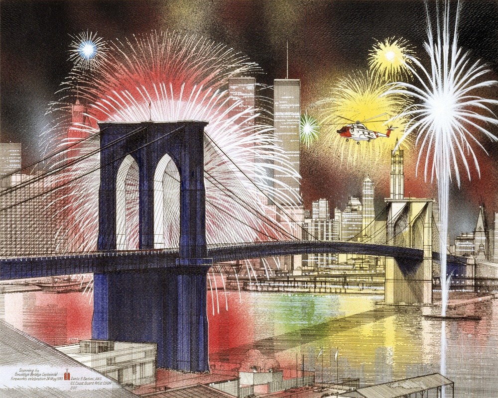 Scanning the Brooklyn Bridge by Dante Bertoni