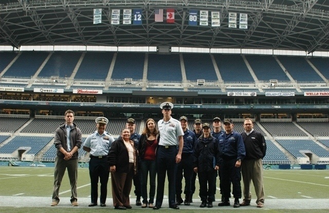 Re-enlistment ceremony at Qwest Field