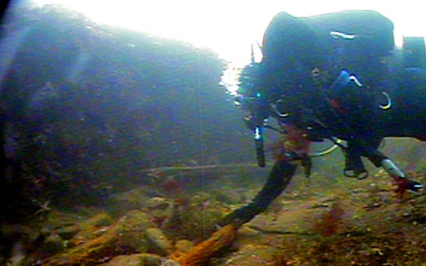 Diver marks Minot's Ledge artifact- FOR RELEASE
