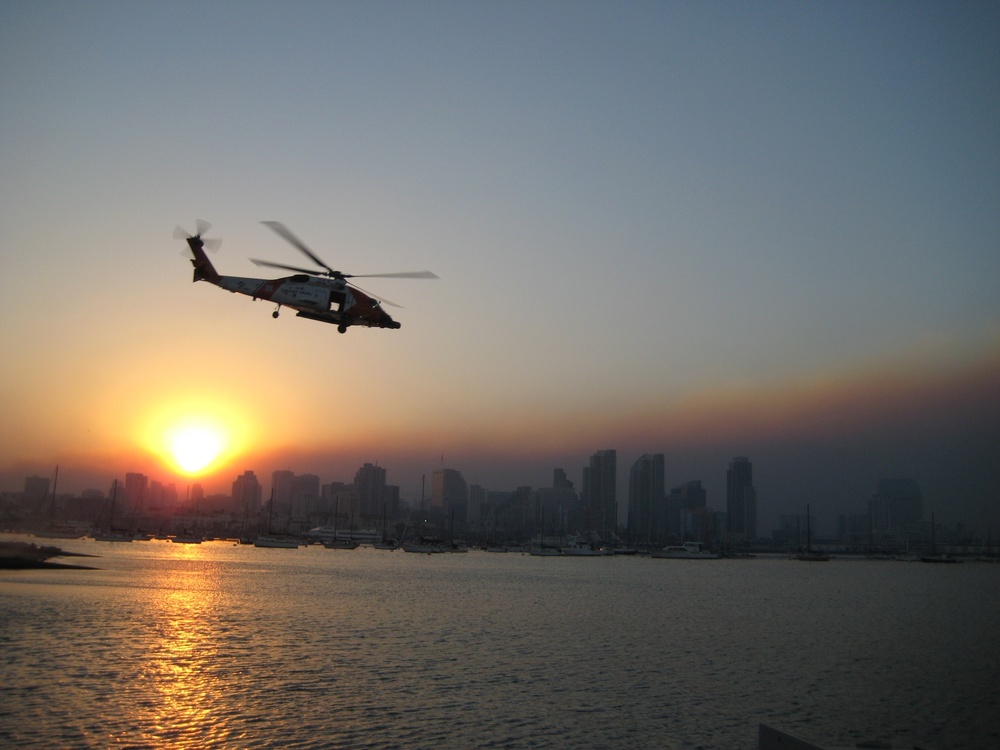 Coast Guard Helo Over San Diego Bay