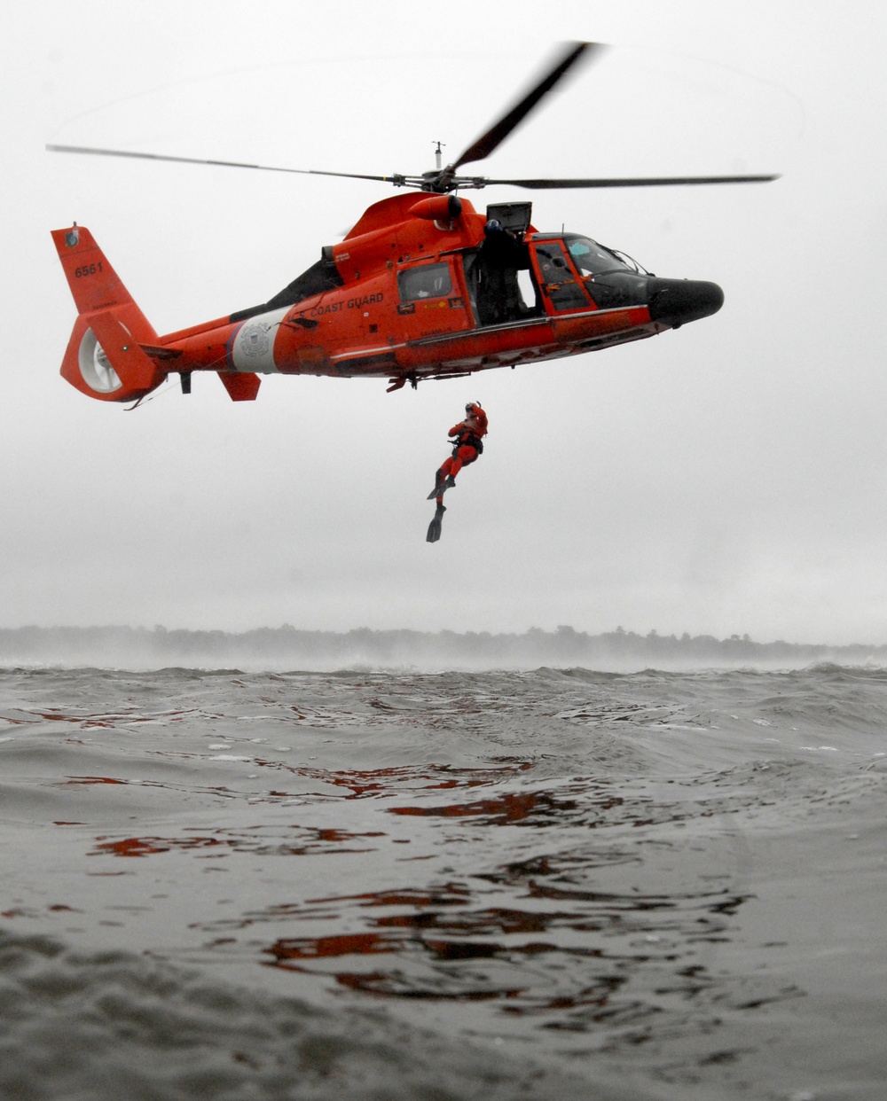 Helicopter rescue swimmer