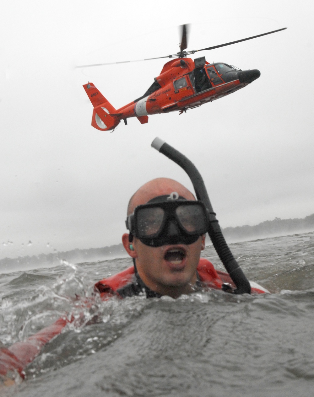Helicopter rescue swimmer
