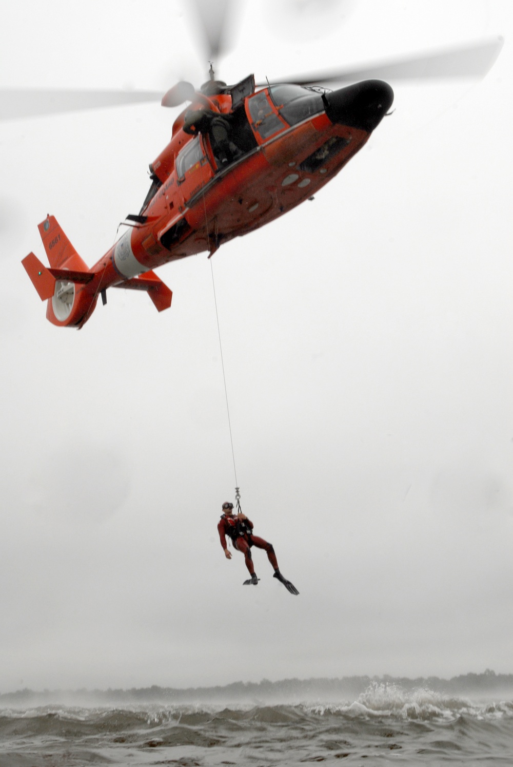 Helicopter rescue swimmer