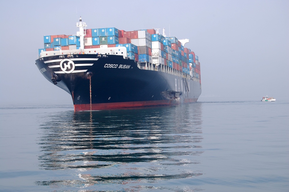 M/V Cosco Busan Allides With San Francisco Bay Bridge