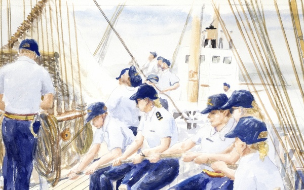 Working the Stay Sails Aboard USCGC Eagle by Joseph McGlynn (ID # 90348)