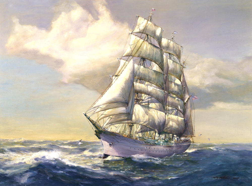 USCGC Eagle under Full Sail by Willard Fitton