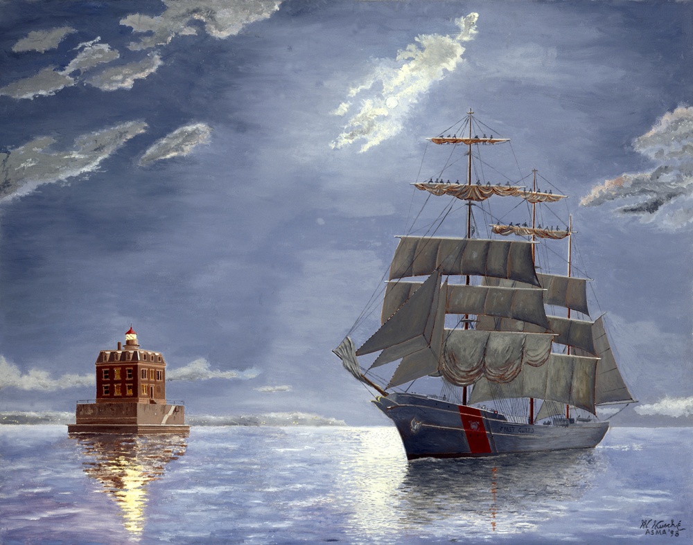 Eagle at New London Ledgelight by William Kusche