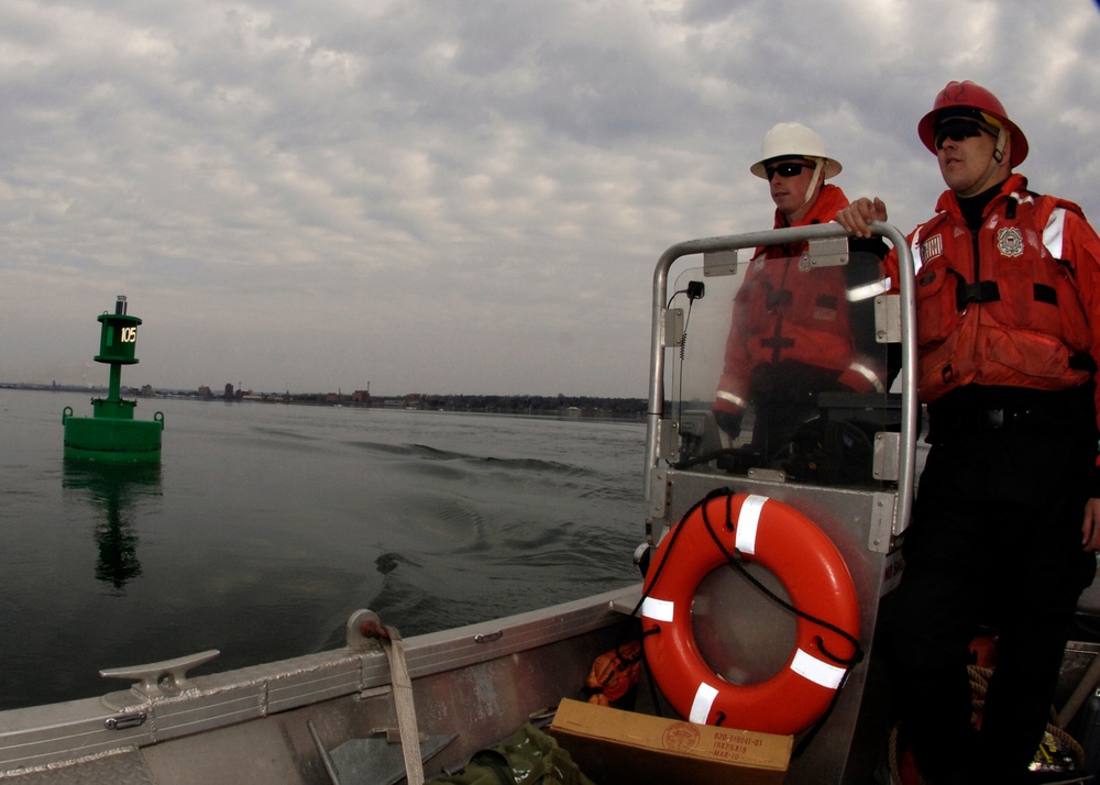 Aboard the Coast Guard Cutter Buckthorn's small boat Buck 1