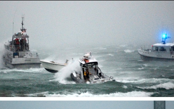 Fast Moving Squall Strands Jet Ski Outside Breakwater
