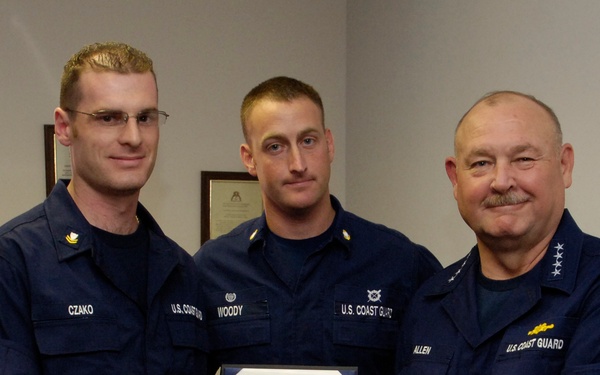 Adm. Allen presents Petty Officer Czako with Letter of Commendat