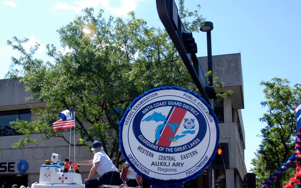 COAST GUARD AUXILIARY ON FLOAT DURING PARADE