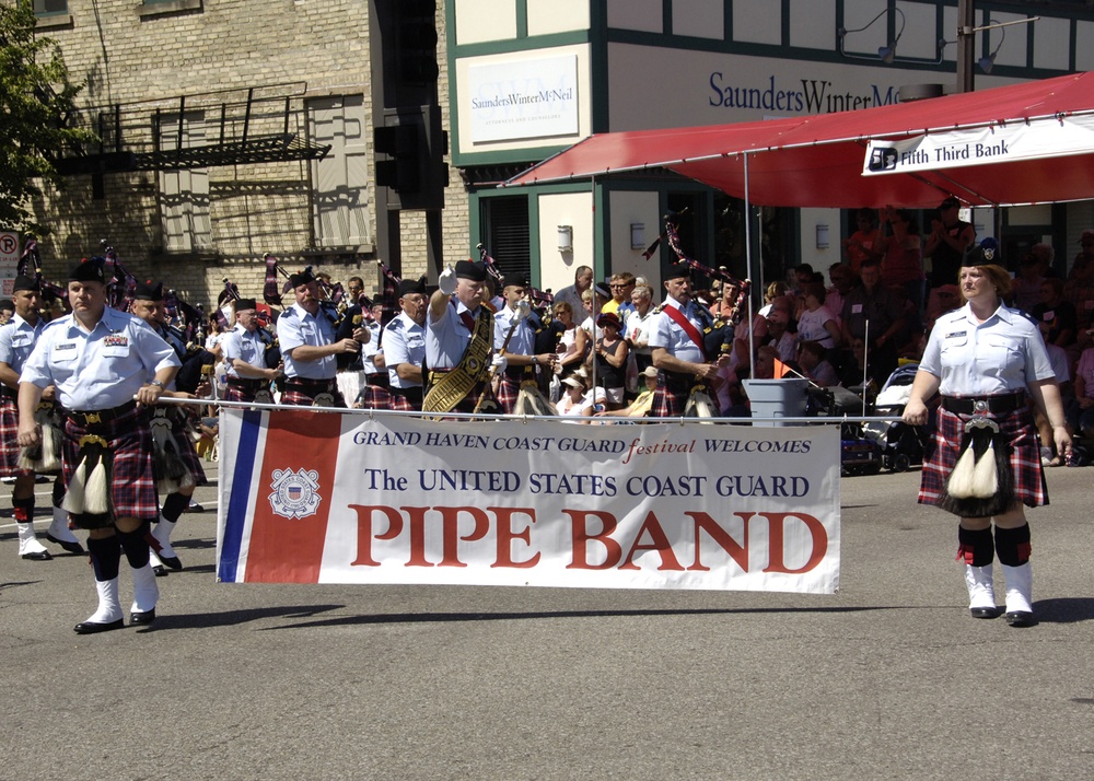 COAST GUARD PIPE BAND PARTICIPATES IN PARADE