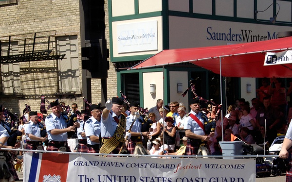 COAST GUARD PIPE BAND PARTICIPATES IN PARADE