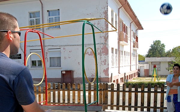 Playing with a soccer ball