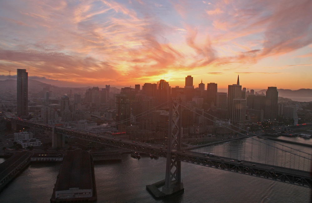 Sun sets over San Francisco