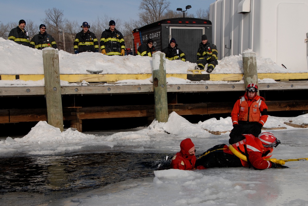 Ice rescue crew training