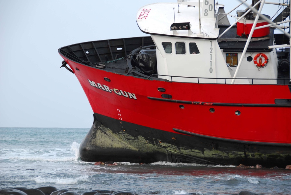 Grounded fishing vessel