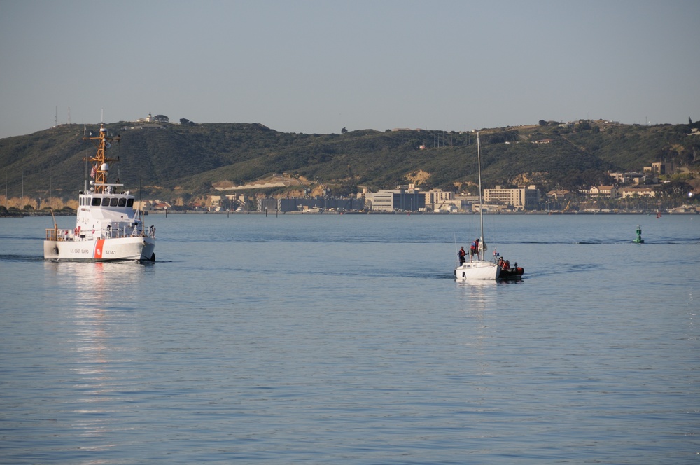 Cutter Haddock tows S/V Sea Hag into San Diego