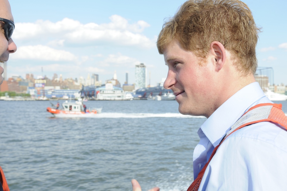 Prince Harry tours New York Harbor with a Coast Guard Station New York boat crew 5