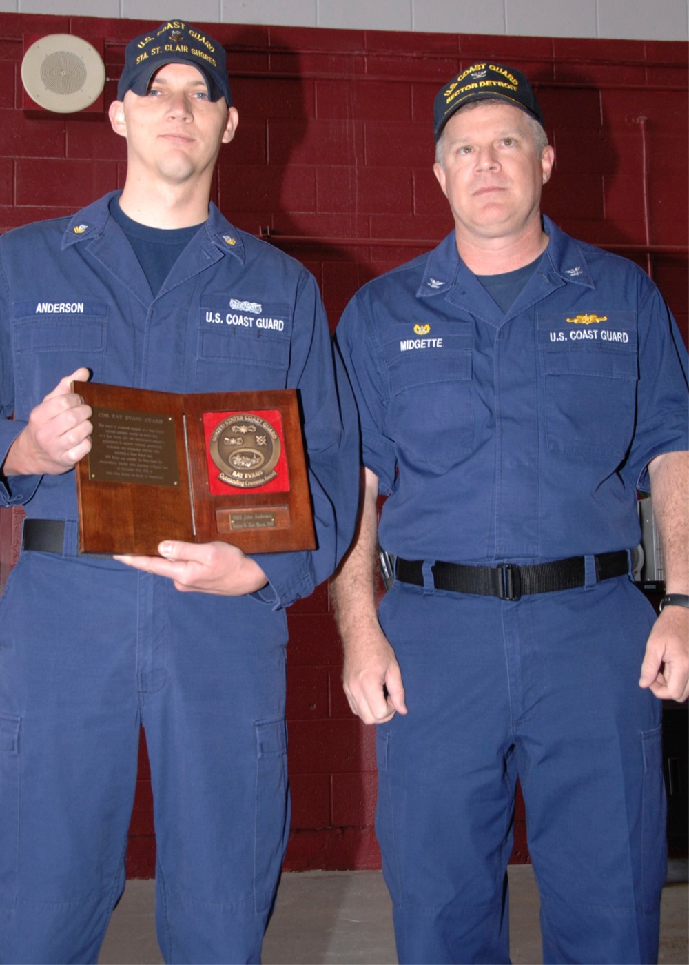 BM2 Anderson receives Cmdr. Raymond Evans Outstanding Coxswain Trophy