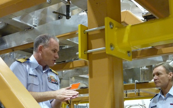 Green Bay, Wisc. - RB-M Project Manager, CAPT Mark Porvaznik explains MMC ACE production process to RDML Korn (CG-93)