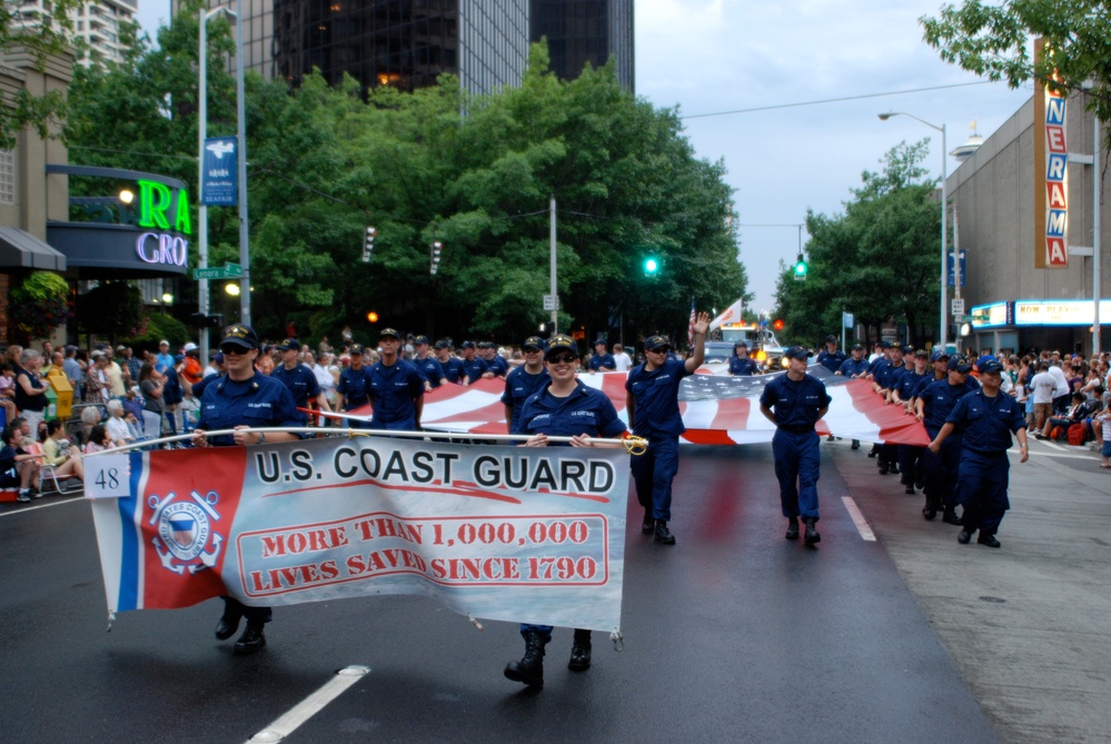 Coast Guard participates in Seattle Torchlight parade