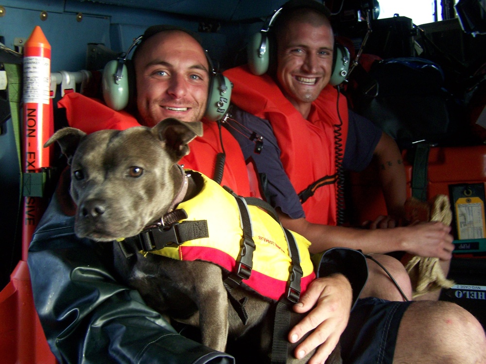 Air Station Cape Cod rescues two men and their dog