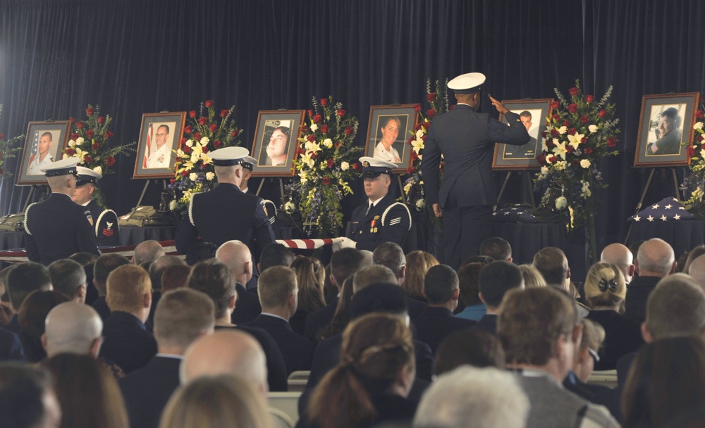 Memorial service for 7 crew members of Air Station Sacramento CG1705, 2 marines involved in midair collision