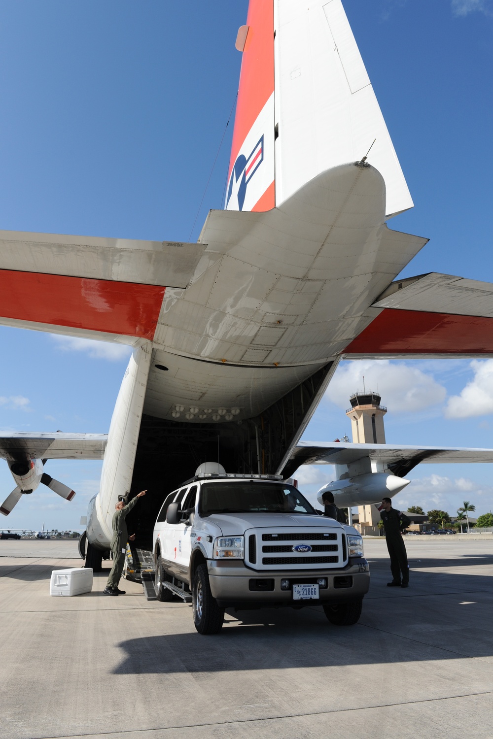 Coast Guard transports FEMA communications trucks to Haiti