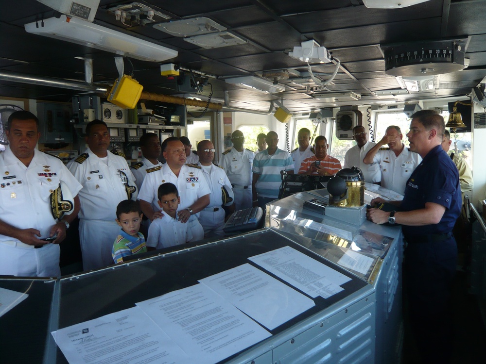 Coast Guard Cutter Campbell gives ship tour to the Dominican navy