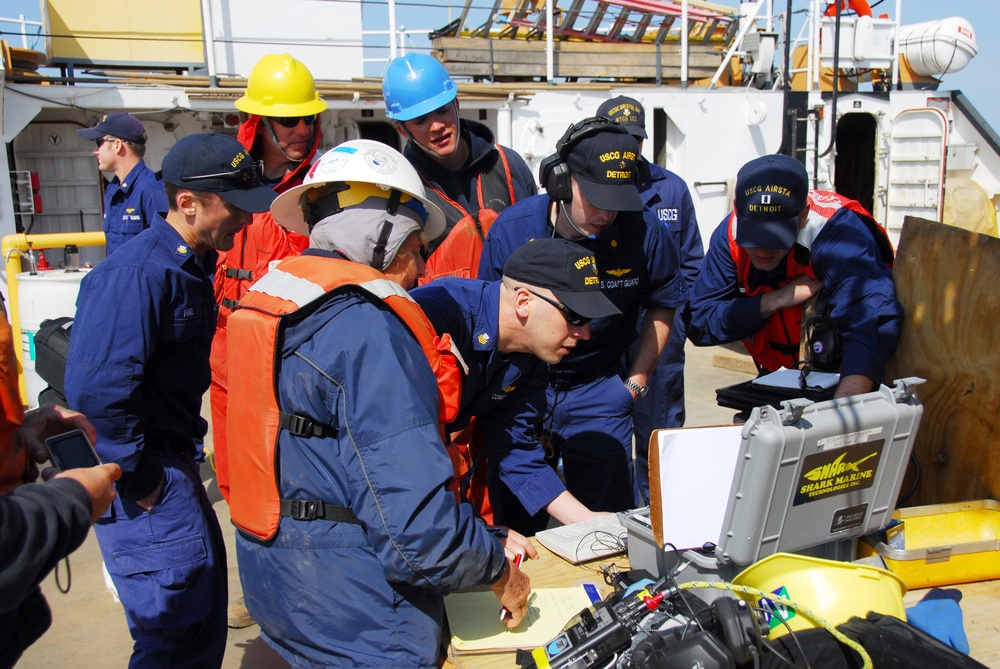 Coast Guard HH-65C helicopter crash salvage operation