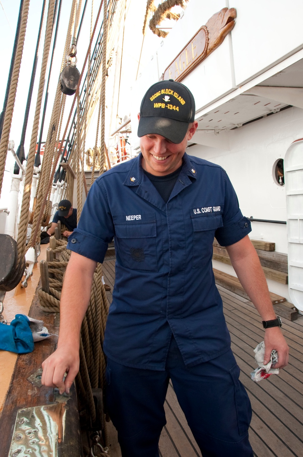 Bringing out the shine aboard Cutter Eagle