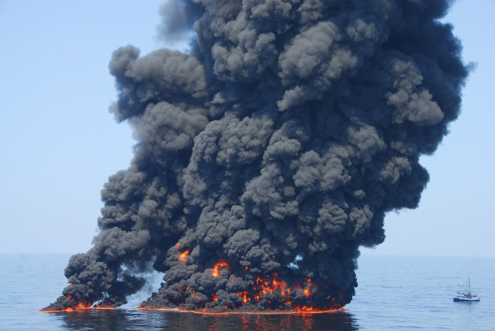 Controlled burn of oil from the Deepwater Horizon/BP oil spill