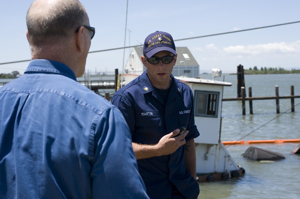 Dredge barge Headway partially sinks