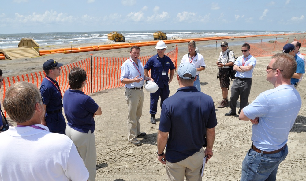 Senate staff committee members learn about beach cleaning processes