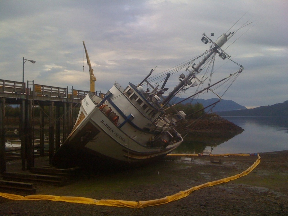 Fishing vessel Barren Island grounded near Wrangell, Alaska