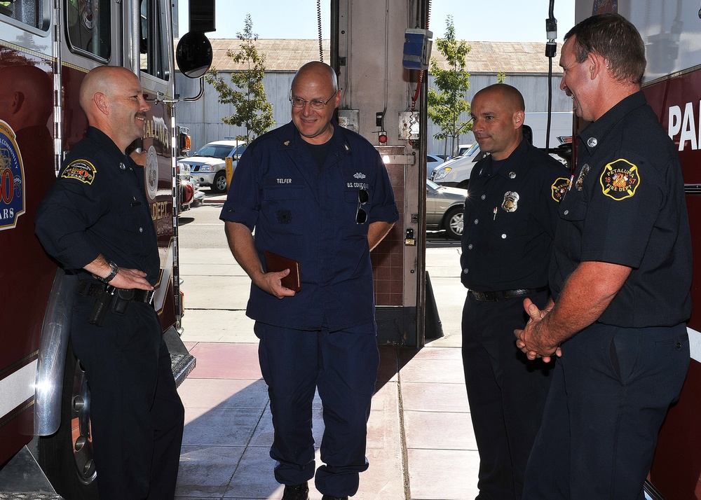 Chief Dennis Telfer thanks Petaluma Firefighters