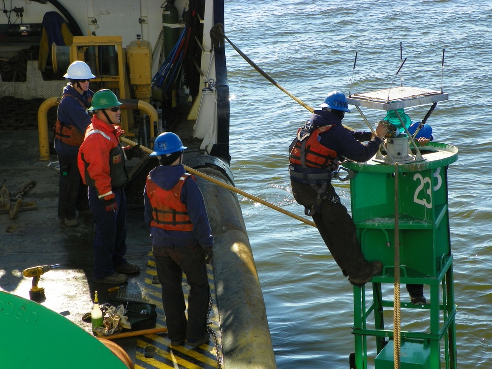 Coast Guard Cutter sets seasonal buoys in upper Chesapeake Bay