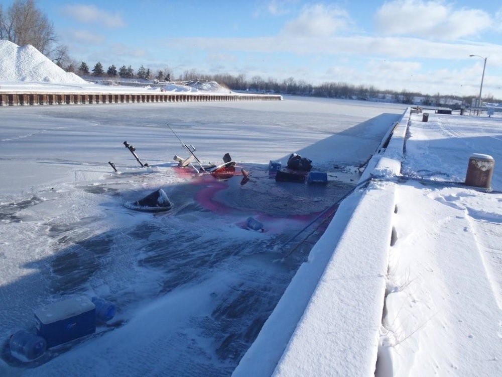 Tug Ann Marie sunk and encased in ice