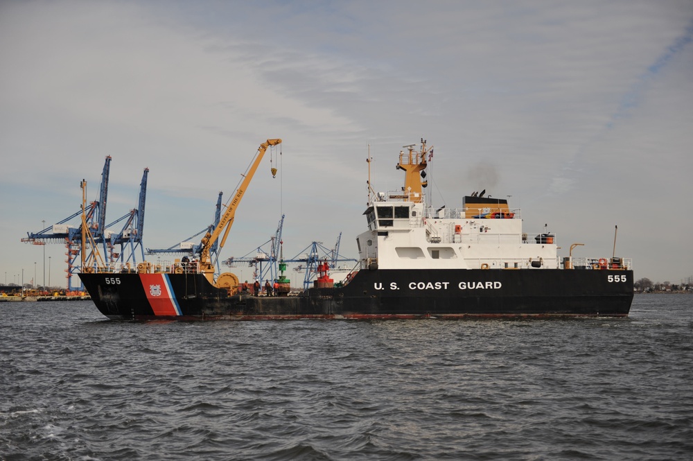 Coast Guard Cutter Rankin tends buoys