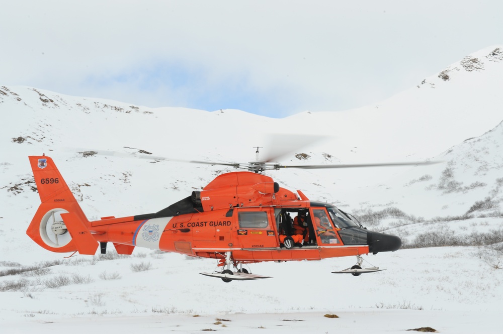 Air Station Kodiak H65 trains with ski sleds