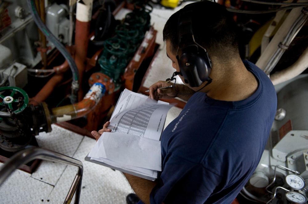 Coast Guard Cutter Forward engine room watch