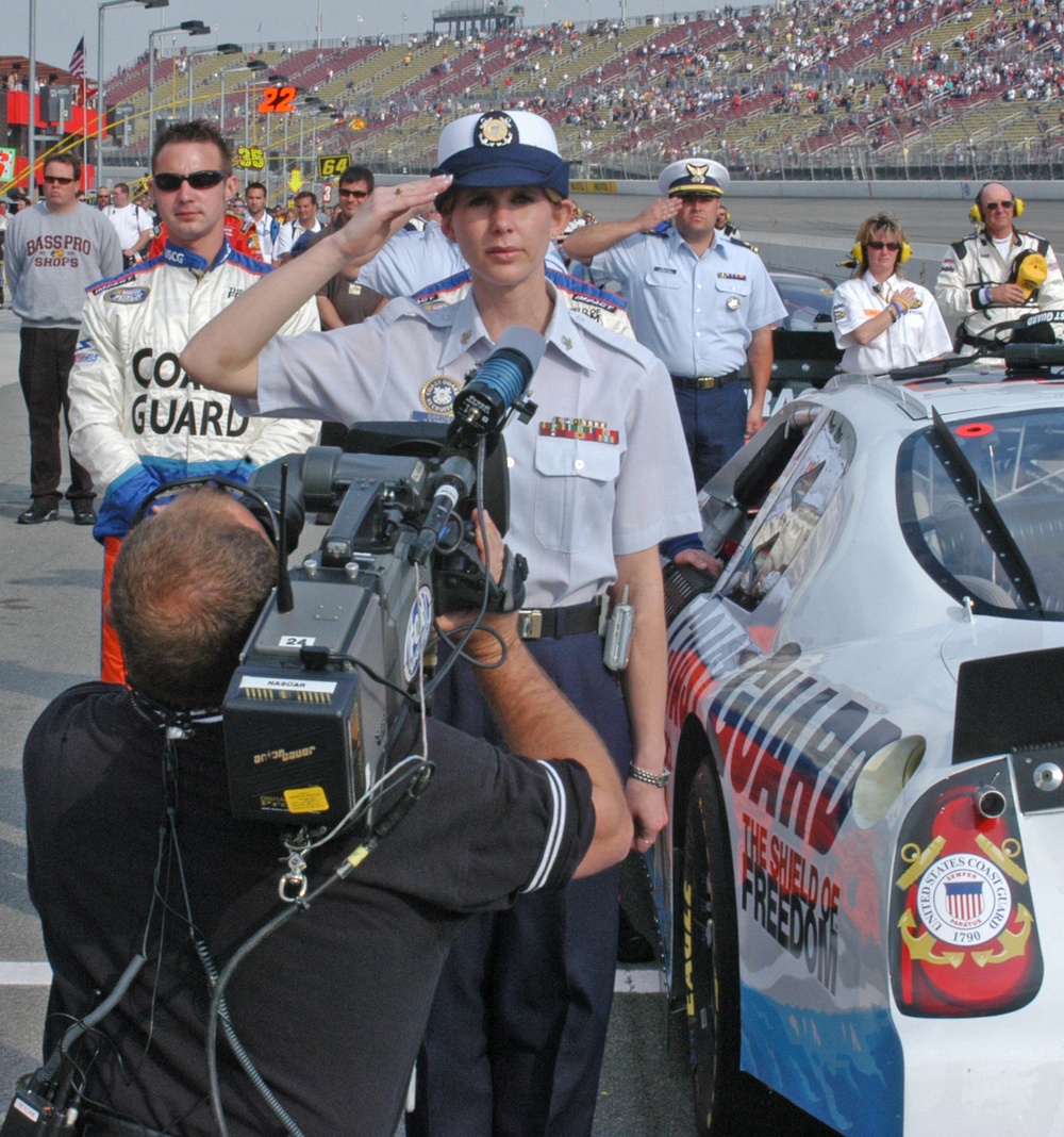 Coast Guard NASCAR team at Stater Bros. 300 race