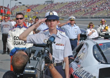 Coast Guard NASCAR team at Stater Bros. 300 race