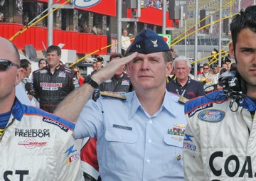 Coast Guard NASCAR team at Stater Bros. 300 race