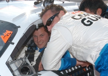 Coast Guard NASCAR team at Stater Bros. 300 race