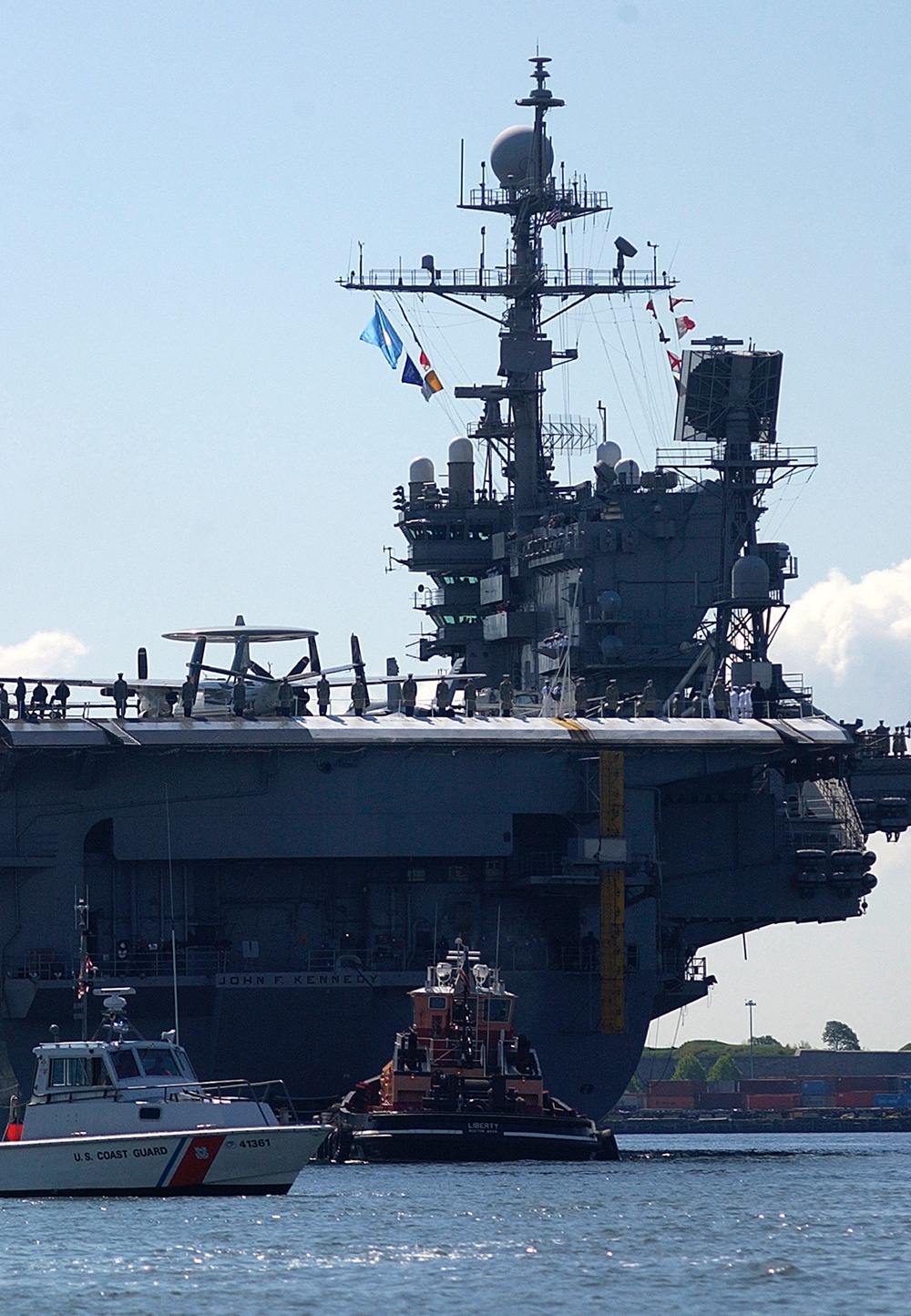 COAST GUARD ESCORTS USS JOHN F. KENNEDY INTO PORT OF BOSTON