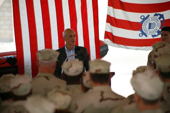 Homeland Security Secretary addresses Coast Guardsmen